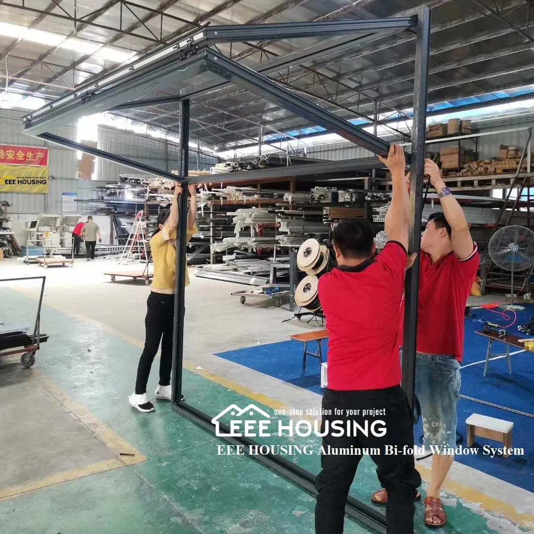 Factory Direct Supply Commercial Bi-Fold Kitchen Bar Pass Through Fold up Windows Balcony Accordion Glass Aluminum Vertical Folding Window for Cafe Shop