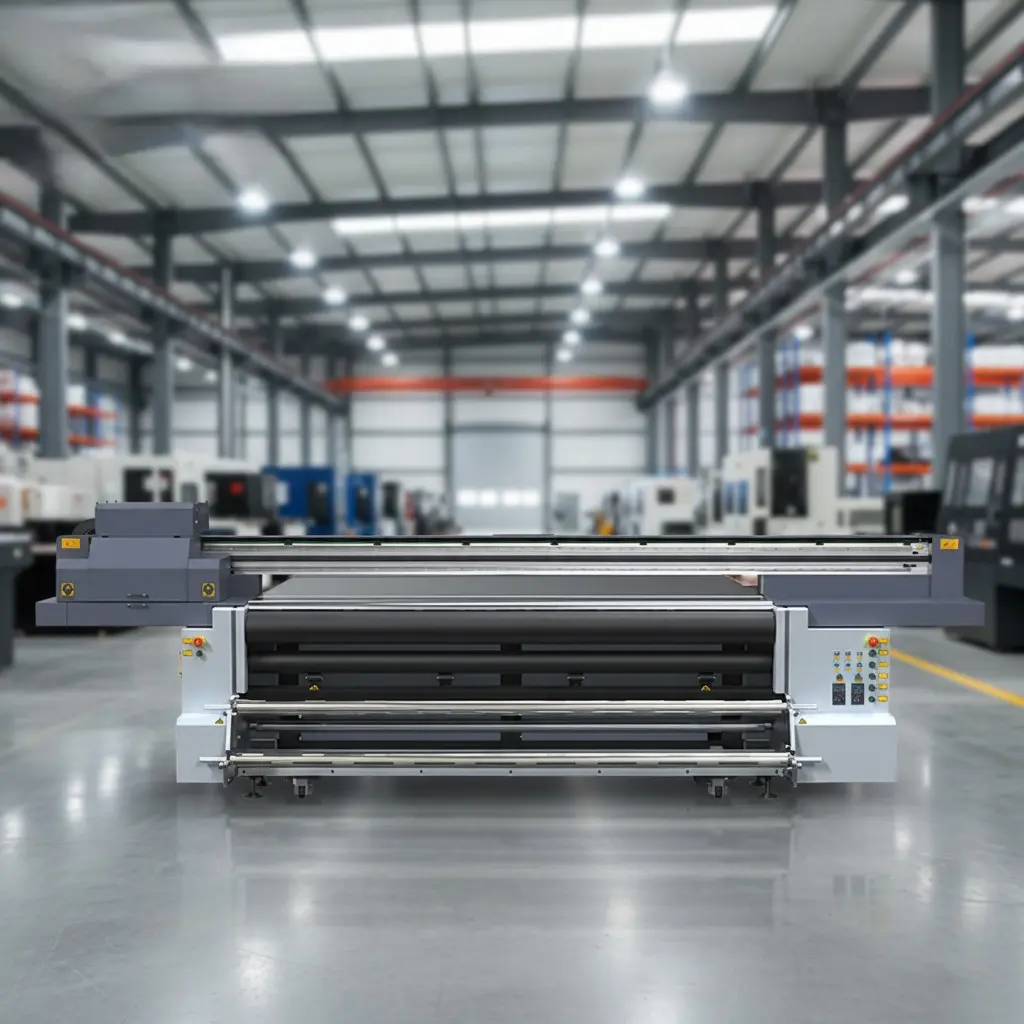 Large format digital inkjet flatbed printer for corrugated and honeycomb paperboard