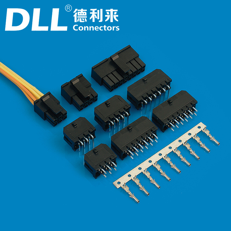 Molex Connector 43045-0220 Micro-Fit 3.0 Vertical Header, 3.00mm Pitch, Dual Row, 2 Circuits, with Solder Tab