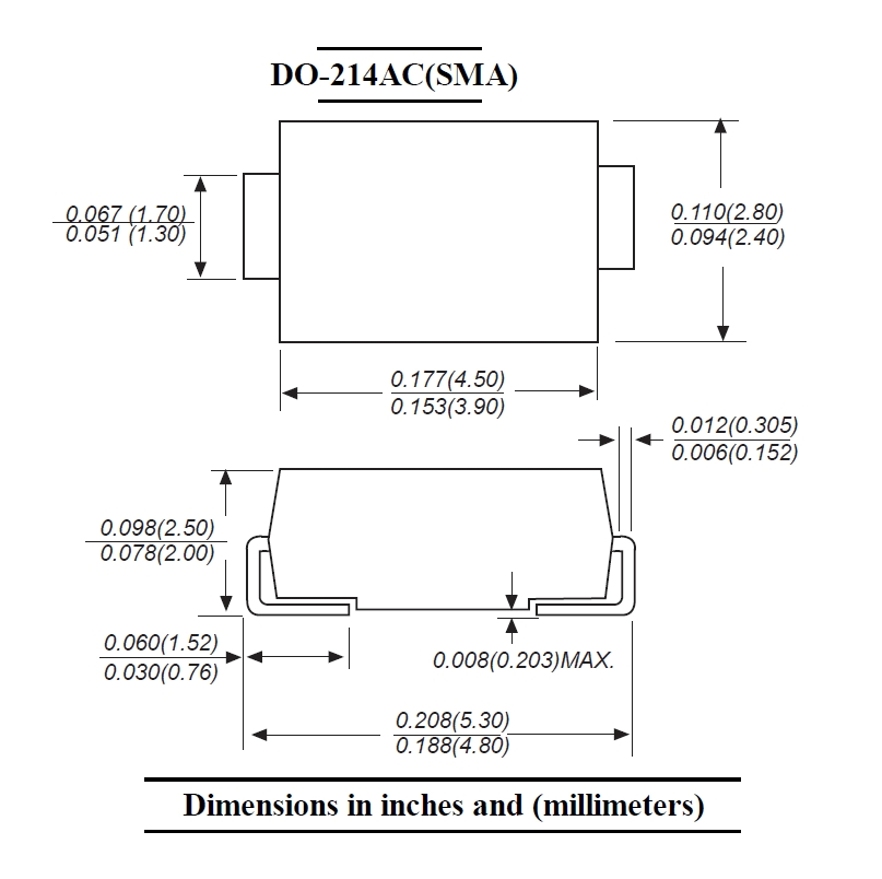 Us1m Surface Mount Ultrafast Recovery Rectifier Diode SMA Do214AC