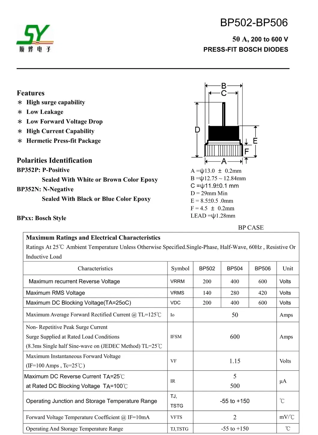 Bosch Press Fit Diode Datasheet 1