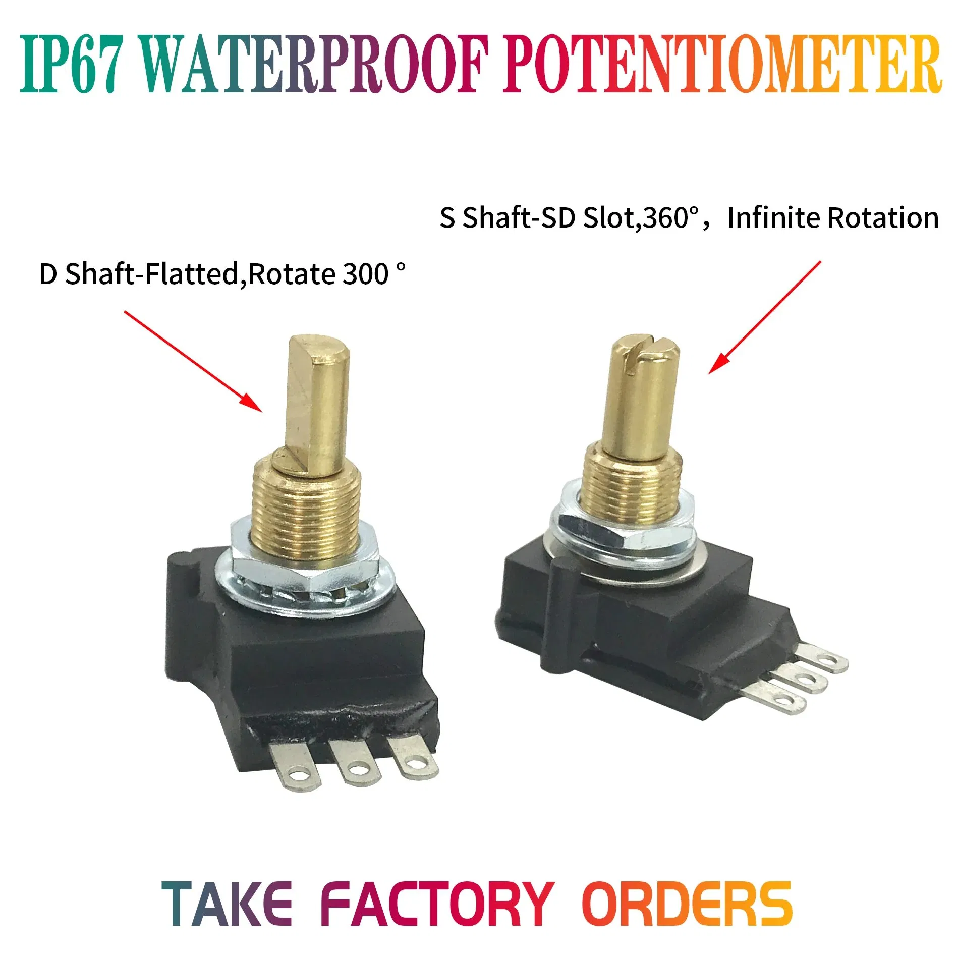 Industrial and Commercial Long-Life 16mm Conductive Plastic Precision Rotary Waterproof Sensor Potentiometer