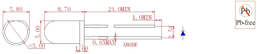 5mm Round LED Diode Dimensions
