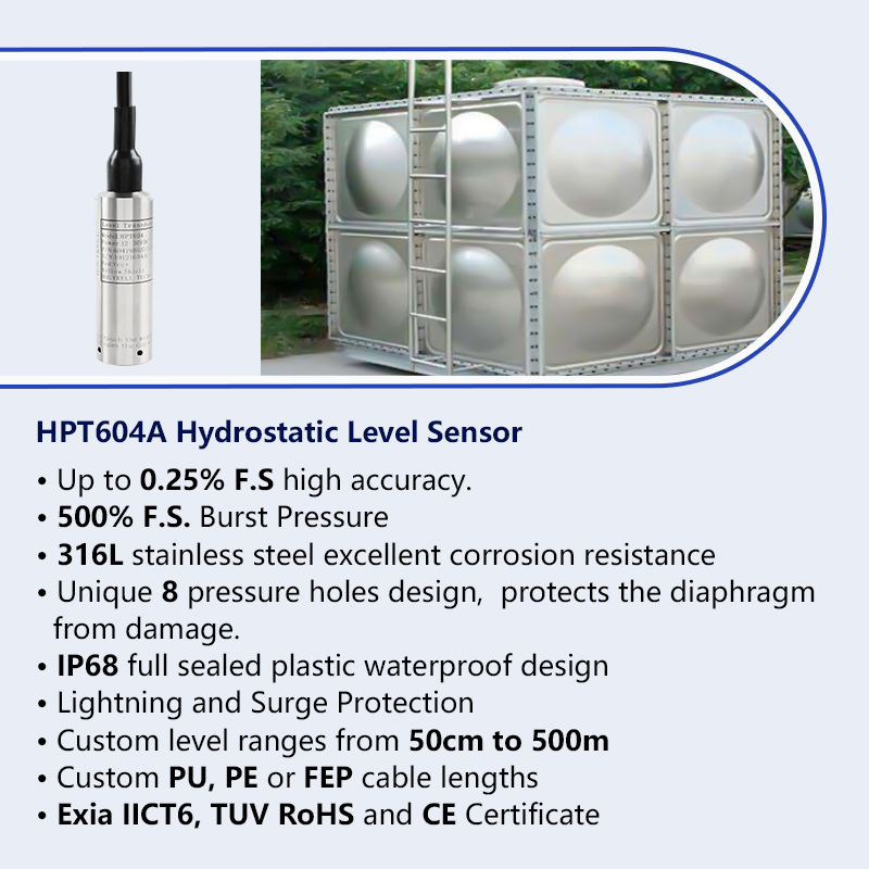 4-20mA 0-10V Water Tank Level Sensor Digital Liquid Level Measurement Transmitter Sensor