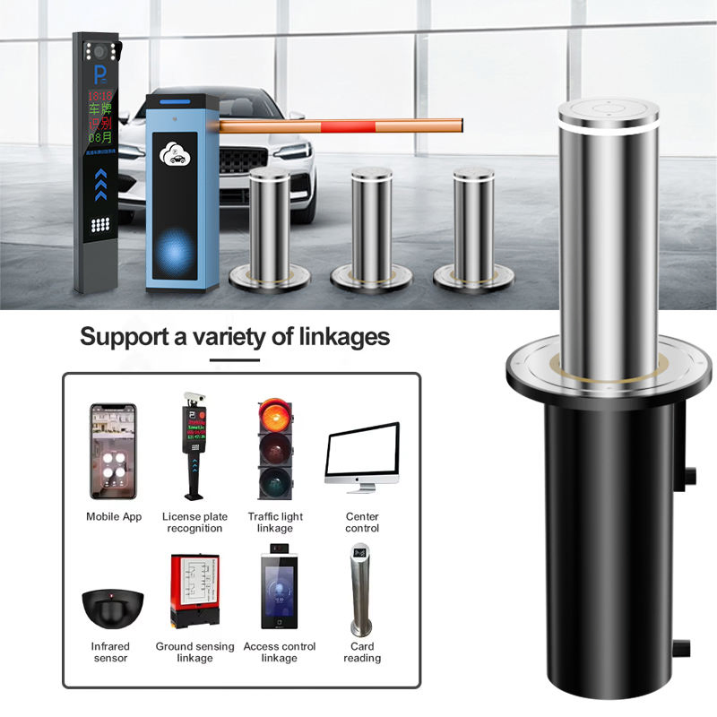 Stainless Steel Auto Bollard Fixed Telescopic Lifting Driveway Lot Columns Electric Automatic Retractable Hydraulic Rising Parking Bollards