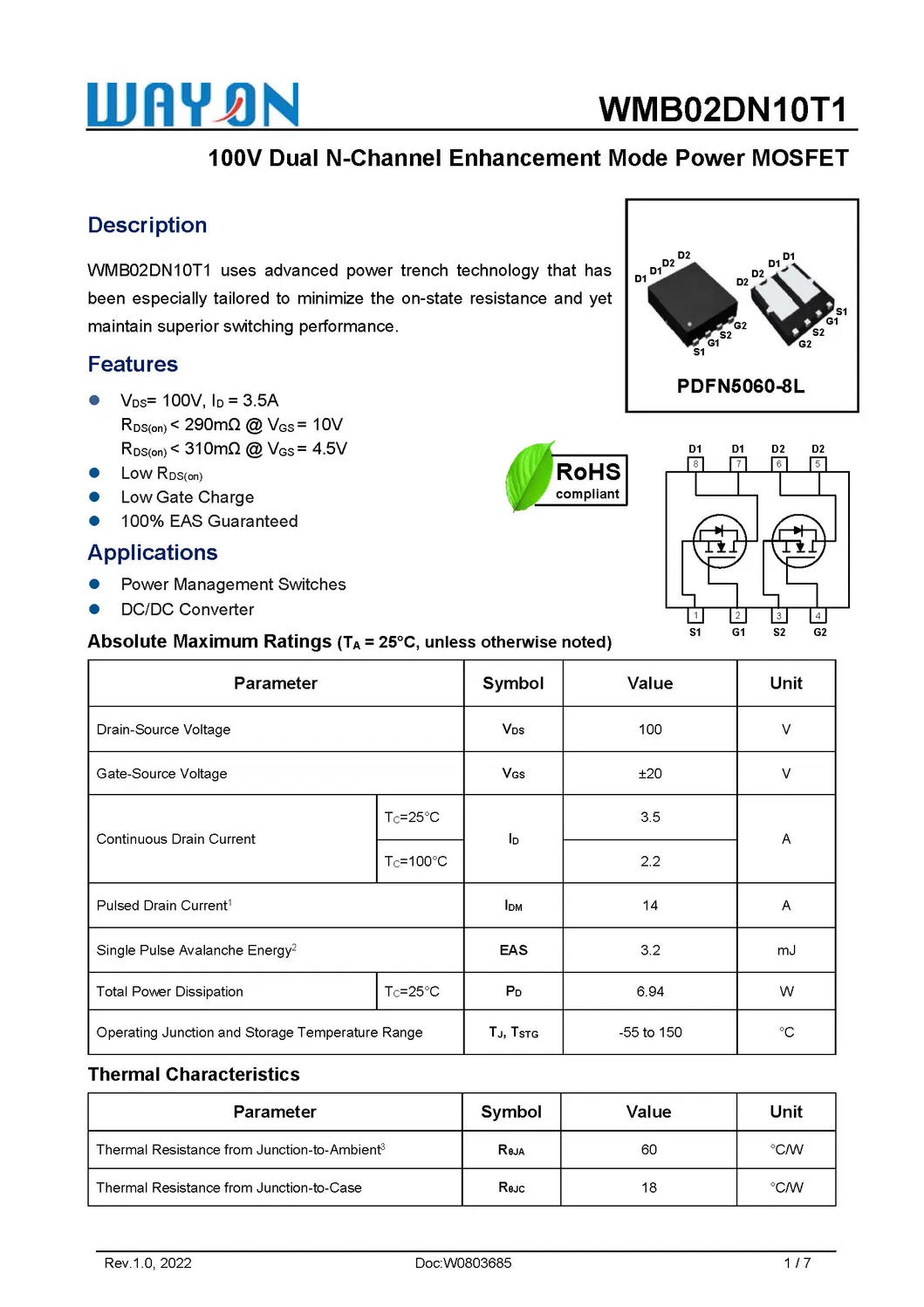 Datasheet Page 1