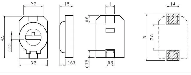 SMD Ceramic Trimmer Capacitor Dimensions