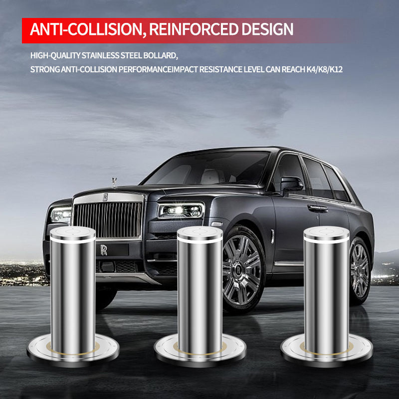 Stainless Steel Auto Bollard Fixed Telescopic Lifting Driveway Lot Columns Electric Automatic Retractable Hydraulic Rising Parking Bollards