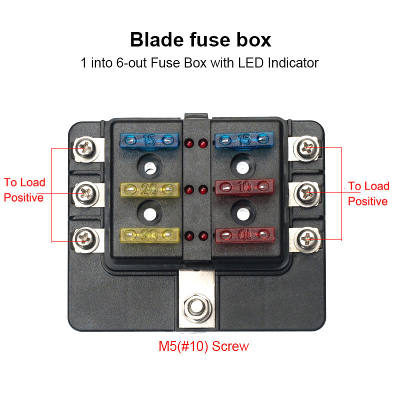 12V 6-Way Blade LED Indicator Cover Automotive &amp; Marine Fuse Components with High Visibility &amp; Durability