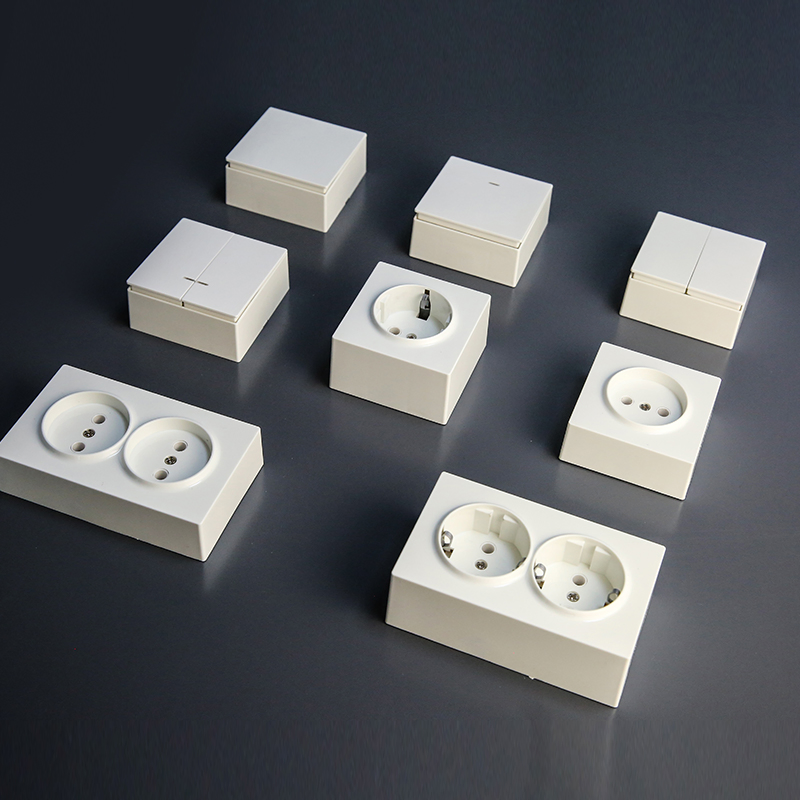 Factory Wholesale Cheap 2 Way ABS Material Surface Mounted European EU Standard Electrical Wall Switches Push Button Wall Switch