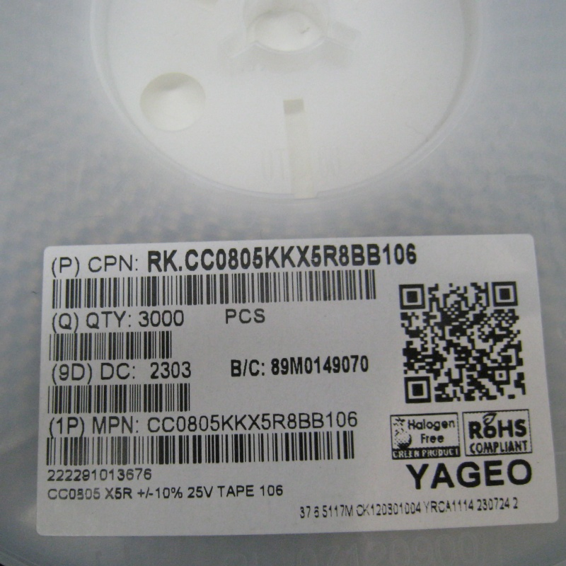 Cc0805kkx5r8bb106 Ceramic Capacitors Mlcc - SMD/SMT 25 V 10 UF
