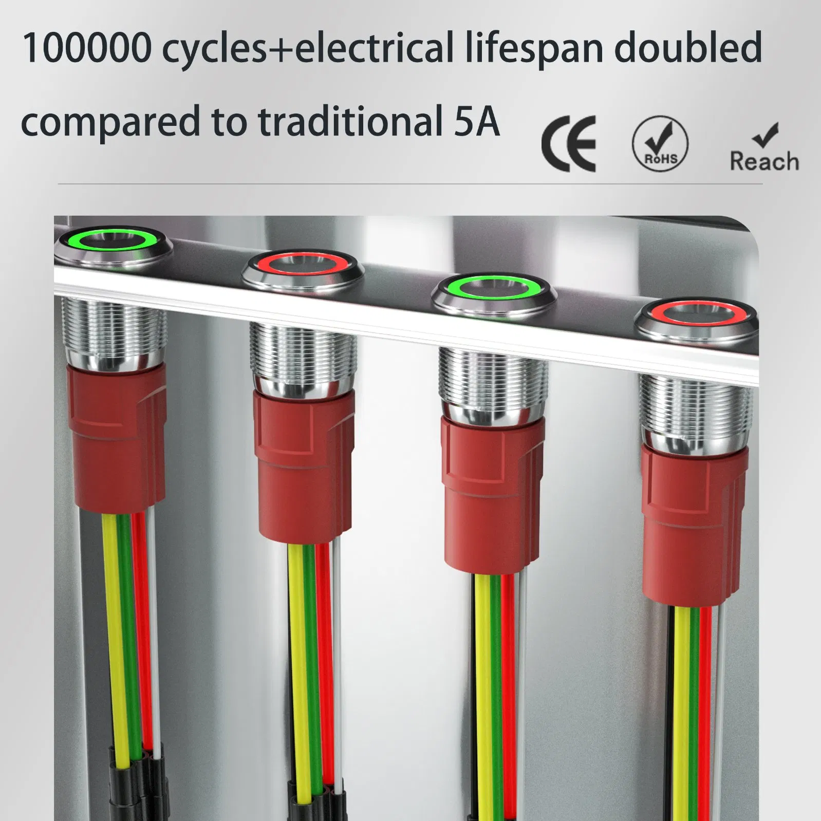 Hban 19mm High Current Metal Shell High Brightness LED Ring Lighting Pushbutton Switch IP67