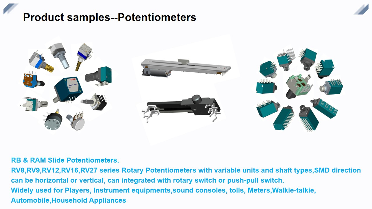 Manufacturer Dual Gang Rotary Potentiometer Metal Shaft Vertical Type for Audio Amplifier