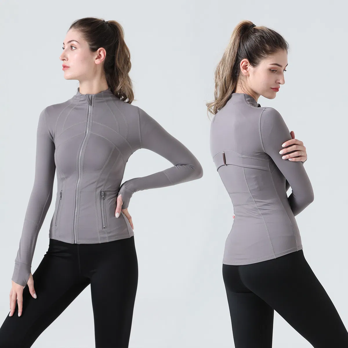 Lulu Zip Long Sleeve Yoga Jacket Plus Size Sports Yoga Tops Women′ S Running Coat Workout Wear Gym Fitness Sports Casual Wear