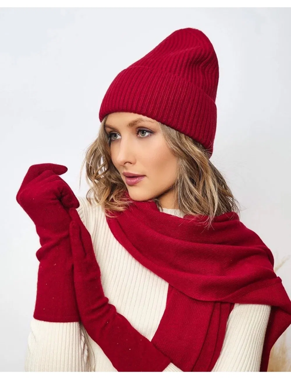 Women Pure Cashmere Knitted Scarf Large Soft Warm Elegant Winter Shawl