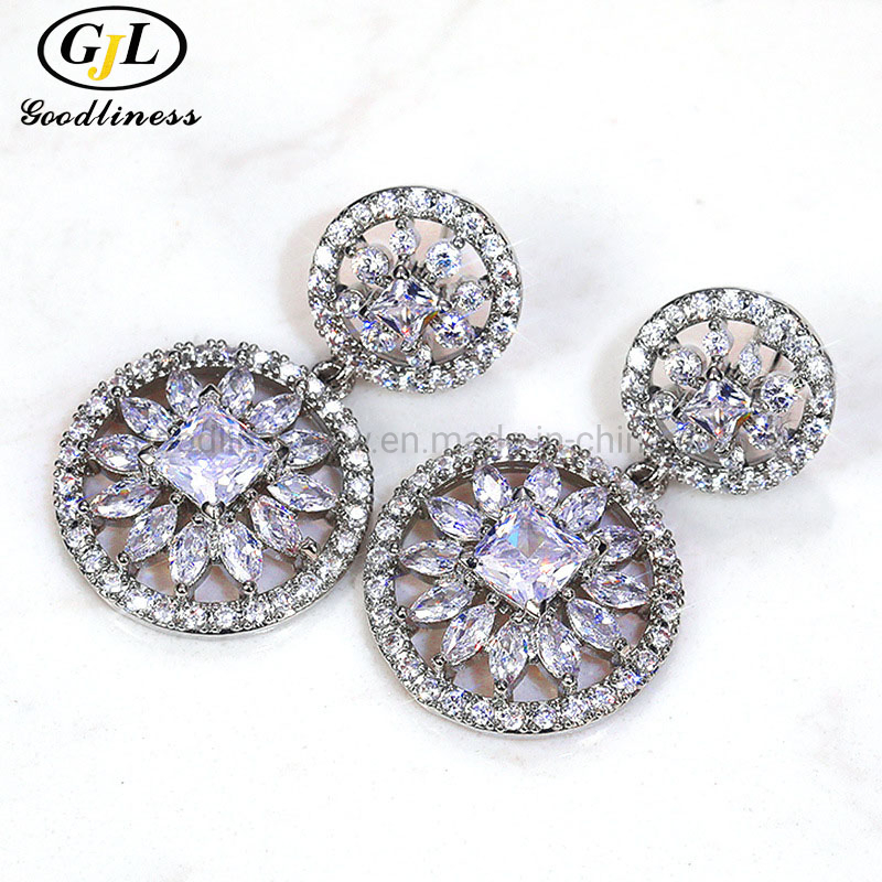 New Fashion Elegant Party Jewelry for Women Geometry Crystal Dangle Earrings