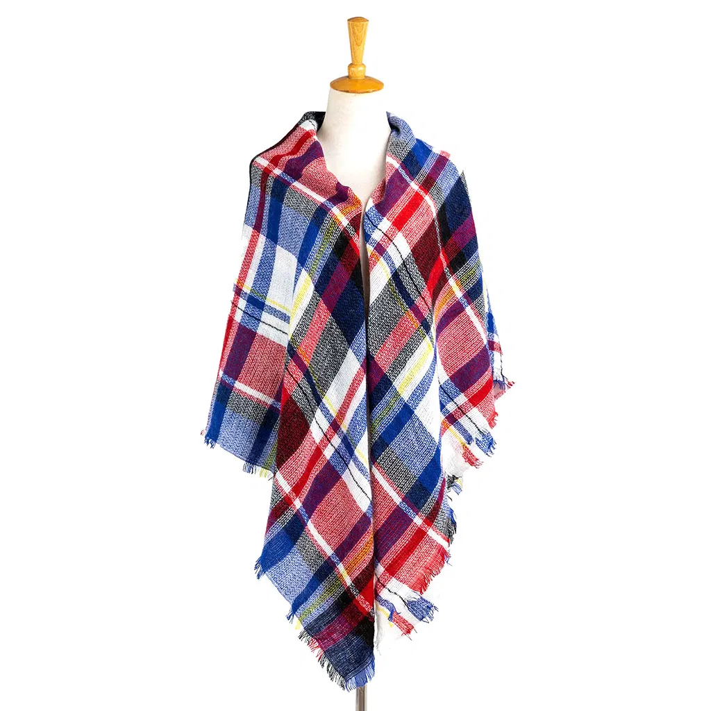 Fashion Checked Poncho Shawl