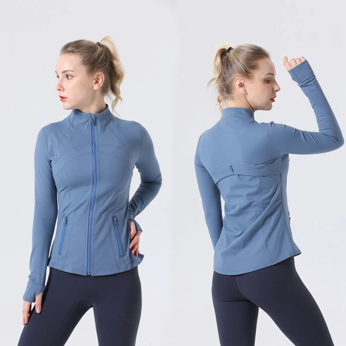 Lulu Zip Long Sleeve Yoga Jacket Plus Size Sports Yoga Tops Women′ S Running Coat Workout Wear Gym Fitness Sports Casual Wear