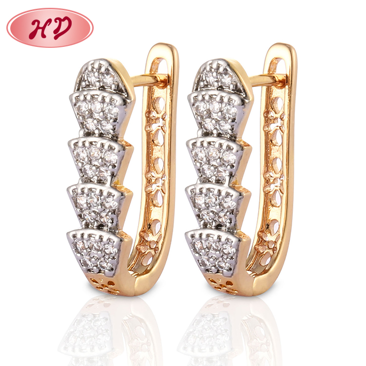 Women Costume Imitation Fashion 14K 18K Gold Plated Jewelry with CZ Pearl Hoop Huggie Earring