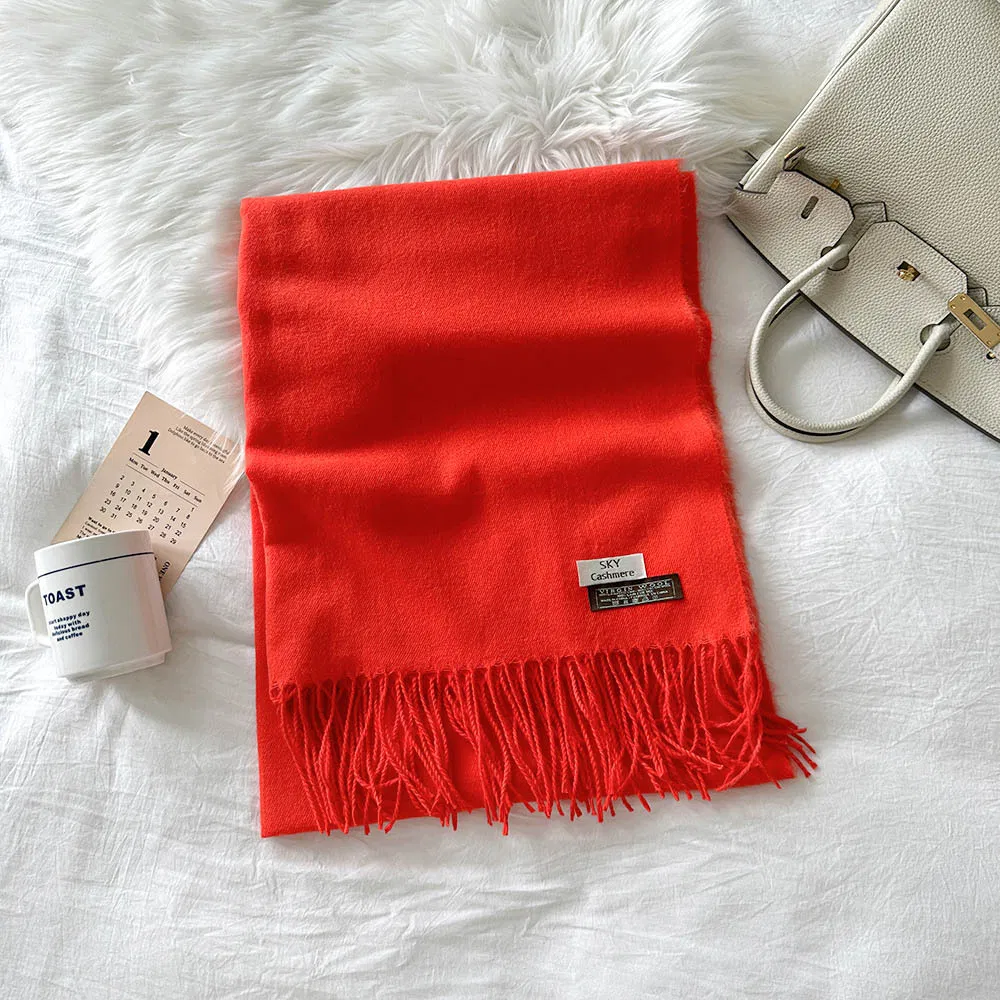 Solid-Colour Women's Winter Imitation Cashmere Scarf Multi-Colour Neck Warmer Shawl