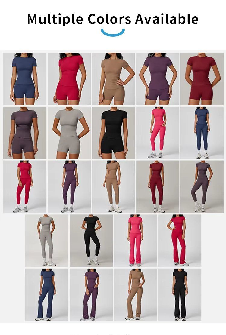 Manufacturers Custom Nylon Activewear Top Loungewear Two Piece Plus Size Shirts Yoga Women Flared Gym Legging Pants Workout Set