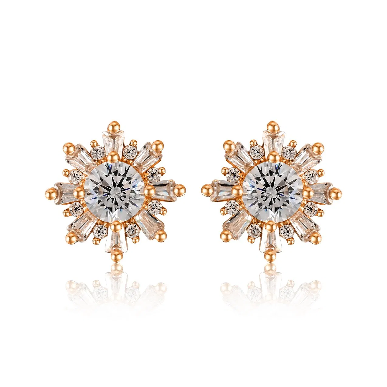 925 Silver and Brass Fashion Jewelry High Quality Jewelry Vintage Flower Stud Earrings for Women