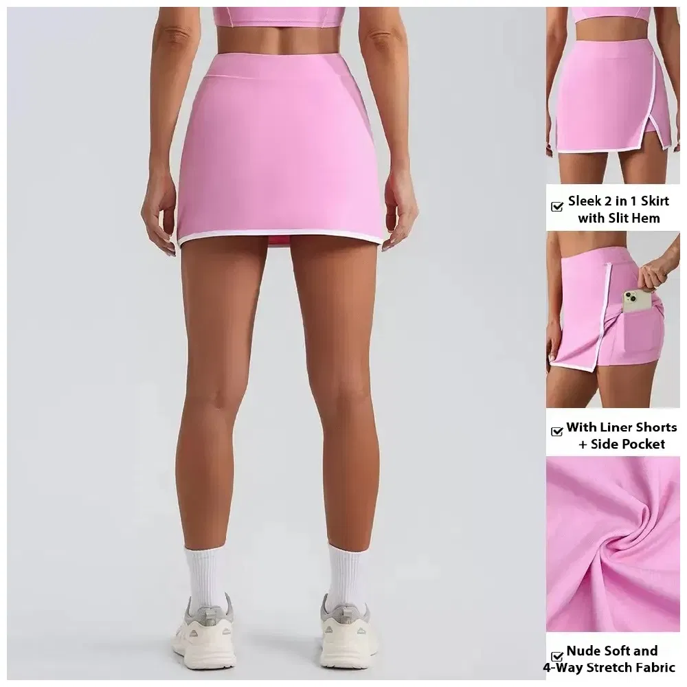 New Fashion 4PCS Cute Workout Sets Gym Tennis Wear for Women, Tank Top Matching High Waist Booty Lifting Shorts + Yoga Leggings + Active Skirts Outfits