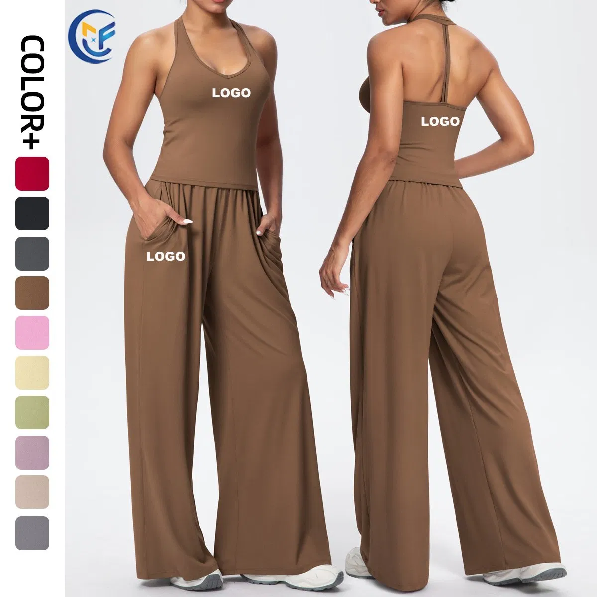 Hot Selling Roupas De Treino 2 Pieces Yoga Sets Loose Casual Sport Sweatpants and Tank Top Gym Fitness Wear Women's Tracksuit