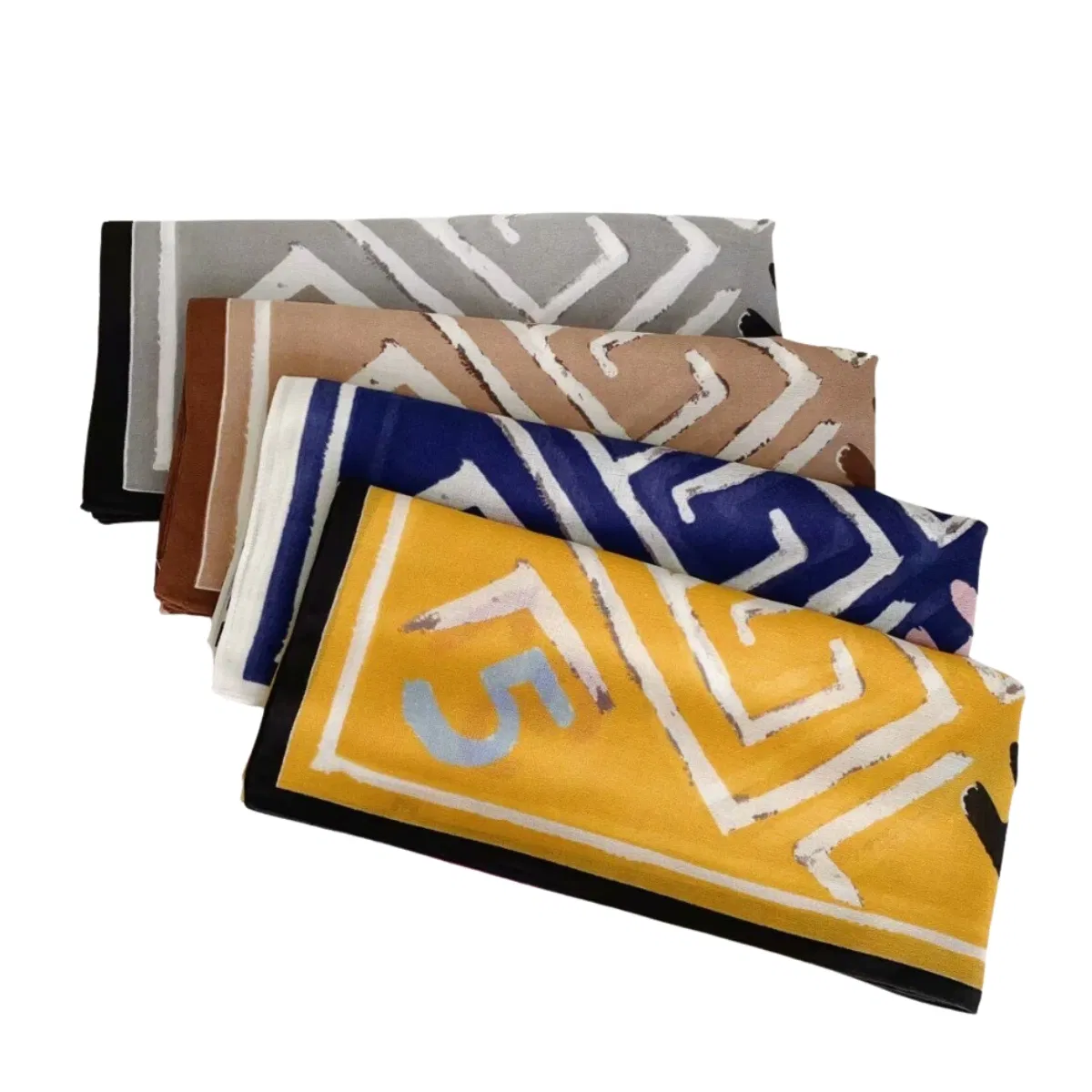 Abstract Number Maze Fashion Scarf Polyester Printed Lady Shawl Hijab Muslim Headband