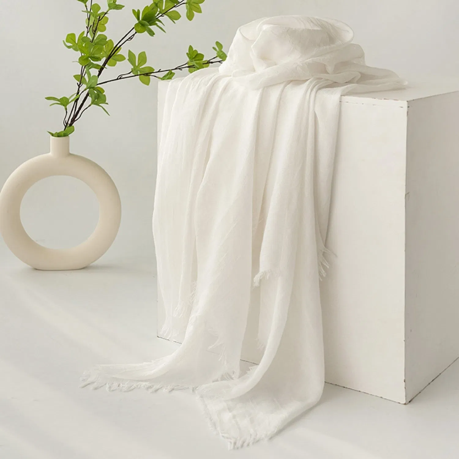 Lightweight Breathable Polyester Viscose Rayon Shawl Scarf Wrap for Women