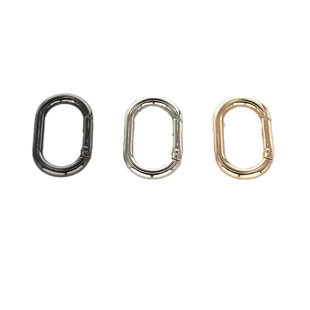 Leather Clip Spring Oval Ring Bag Leather Accessories