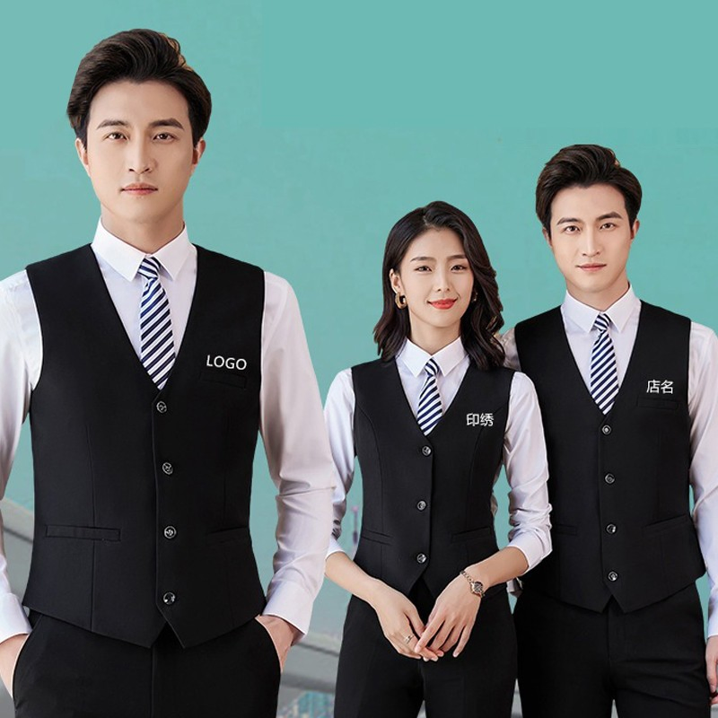 Waistcoat Formal Style Billiard Vest Hotel Staff Uniform Billiard Club Service Workwear with Logo Embroidery