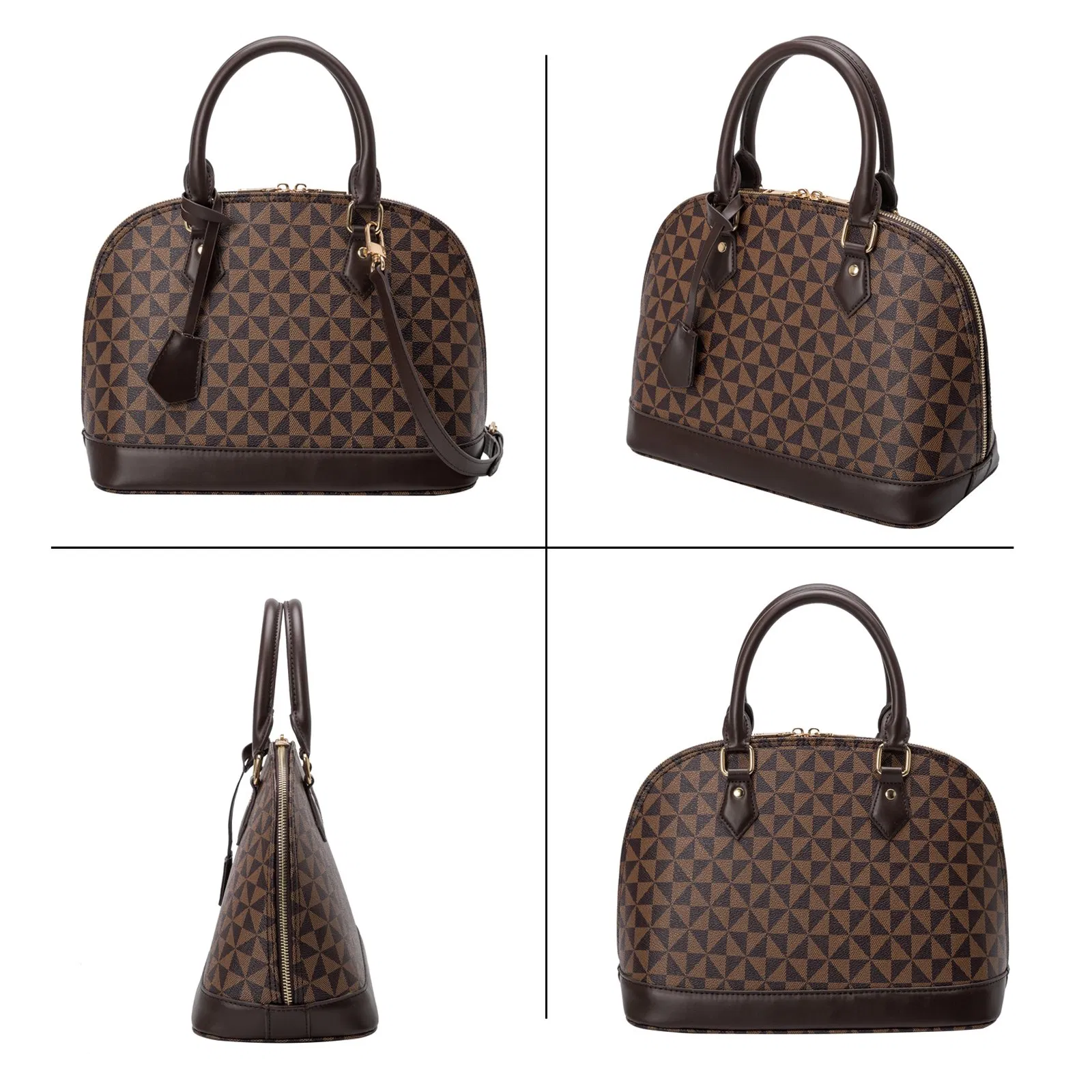 Vintage Floral Printing Shell Leather Bag Totes