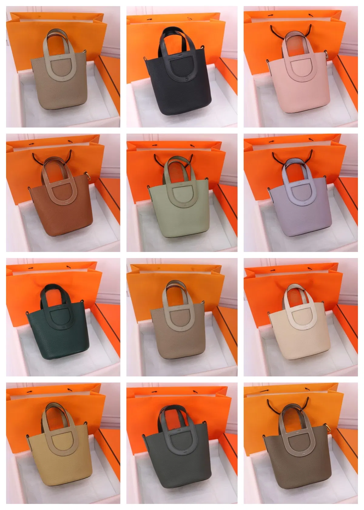 Unique Design Pig Nose Tote 18cm Tc Leather Foldable Top Solid Color Picotin Country Style Handbag