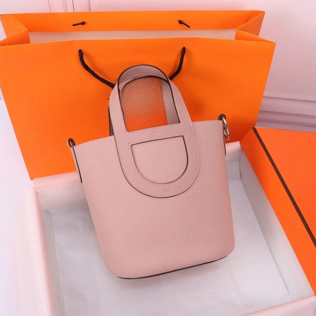 Unique Design Pig Nose Tote 18cm Tc Leather Foldable Top Solid Color Picotin Country Style Handbag