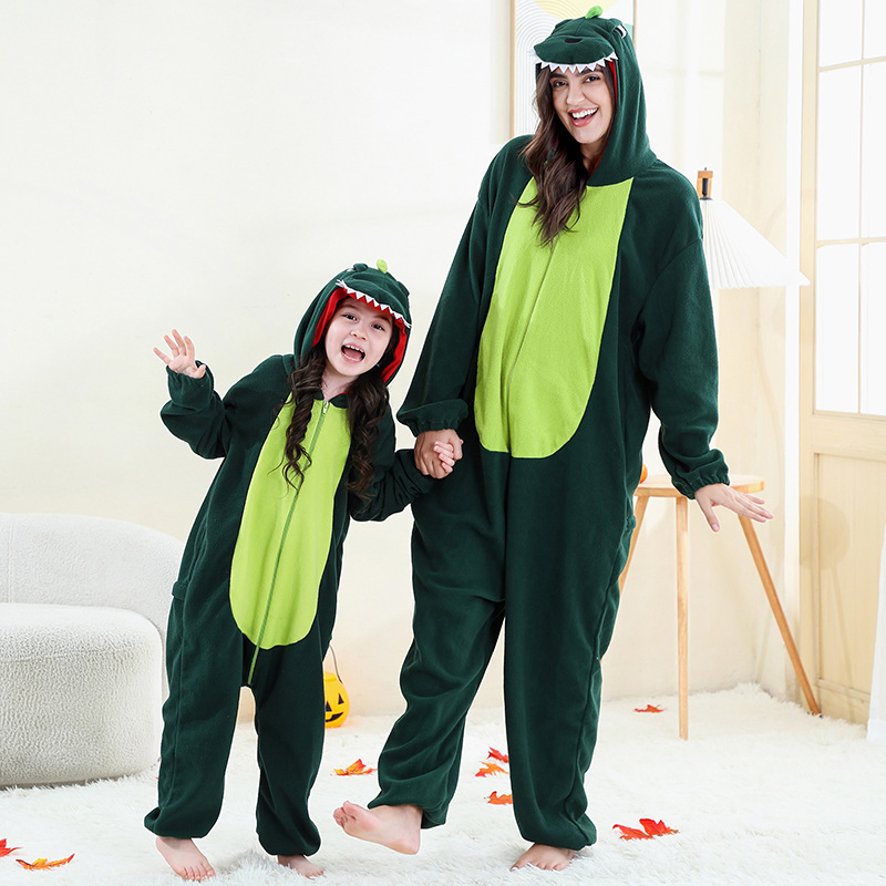 Warm Fleece Bodysuit for Home Family New Childrens Adult Performance Costumes Cross Border Loungewear Set Family Loungewear