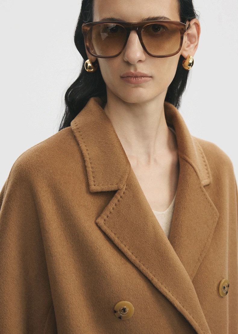 Luxury Women Double Face Wool Coat Double Breast Buttons Closure Waist Belt Design Cashmere Wool Coat for Woman Winter Wear