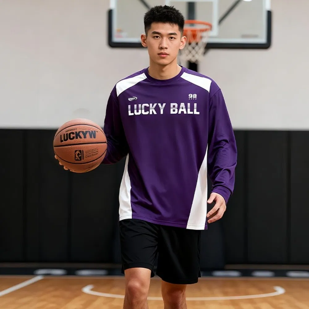 Long-Sleeve Basketball Jerseys Fall Winter Basketball Training Wear Custom Printed Quick-Dry Athletic Wear