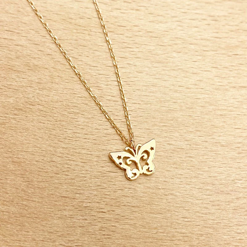 Amazon Fashion Ins Simple Butterfly Shaped Plain Design Necklace Sterling Silver Jewelry