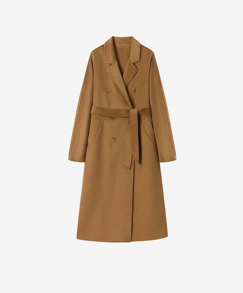 Luxury Women Double Face Wool Coat Double Breast Buttons Closure Waist Belt Design Cashmere Wool Coat for Woman Winter Wear