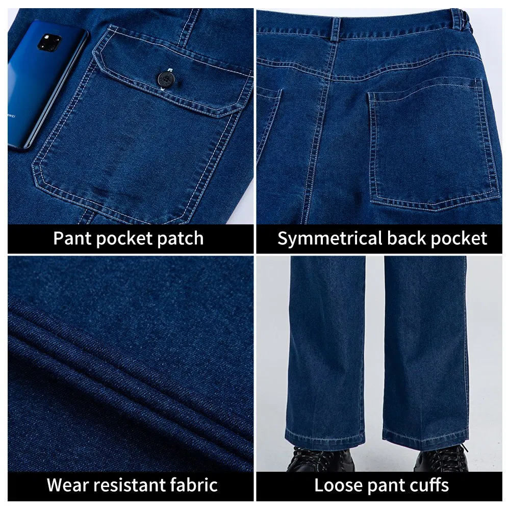 Summer Long Sleeve Soft Denim Work Uniforms Durable Workwear Jeans Custom Size Logo Work Clothes for Men