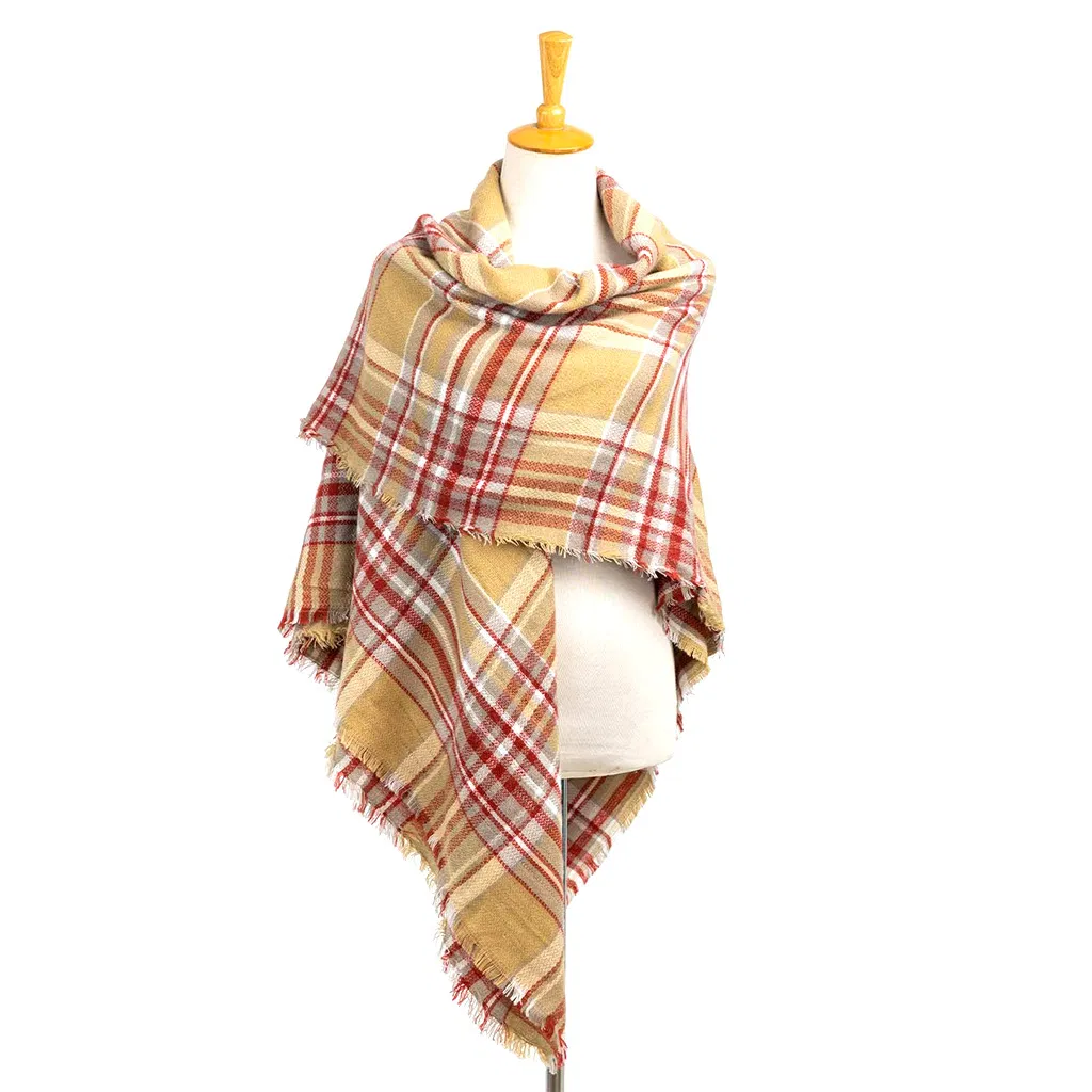 Fashion Quality Ladies Elegant Checked Woven Scarf Wrap Poncho Shawl