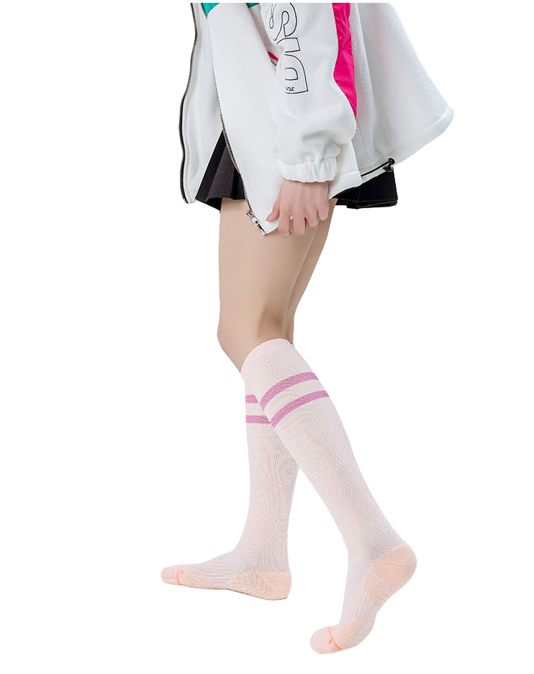 Custom Youth Soft and Stretchy Kids Performance Socks Youth Hosiery in Pink/White/Green/Black Breathable Knee High Stockings for Students Socks