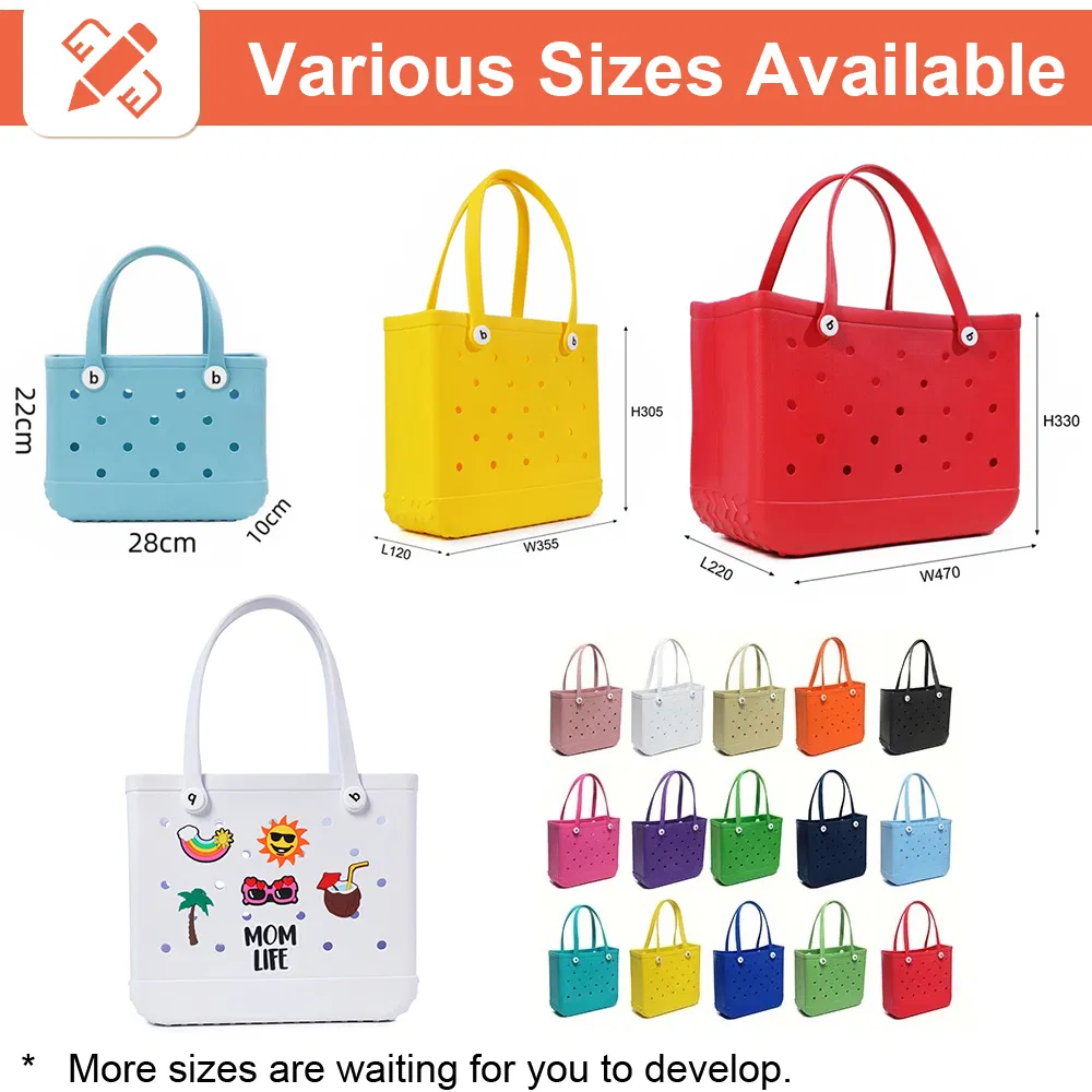 Rubber Bag Tote Bag Waterproof Travel Handbag with Charms for Sports Beach