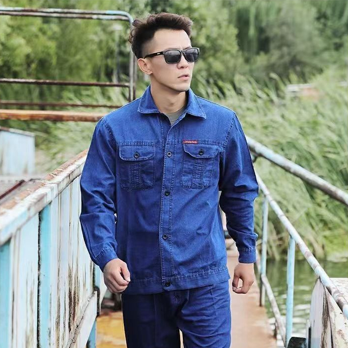 Custom Apparel Men's Long-Sleeved Wear-Resistant Breathable Denim Work Unifrom