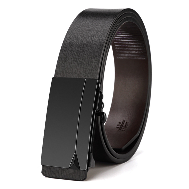 100%Genuine Leather Ratchet Belt for Men Business Casual Wear Perfect Fit Waist Size up to 44" with Automatic Alloy Buckle