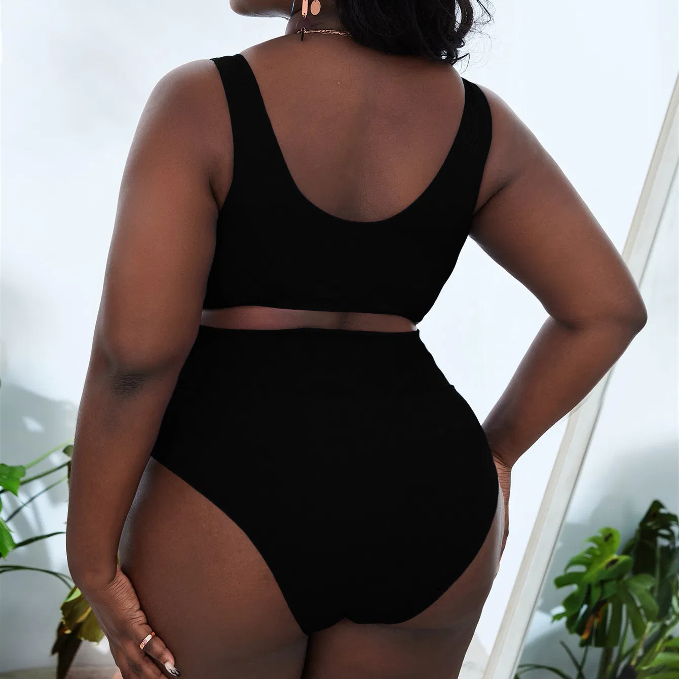 Wholesale Women High Waist Bikini Set Plus Size Swimsuit Women Chest Knot Two Piece Swimwear Beach Wear