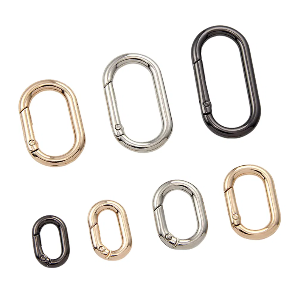 Leather Clip Spring Oval Ring Bag Leather Accessories