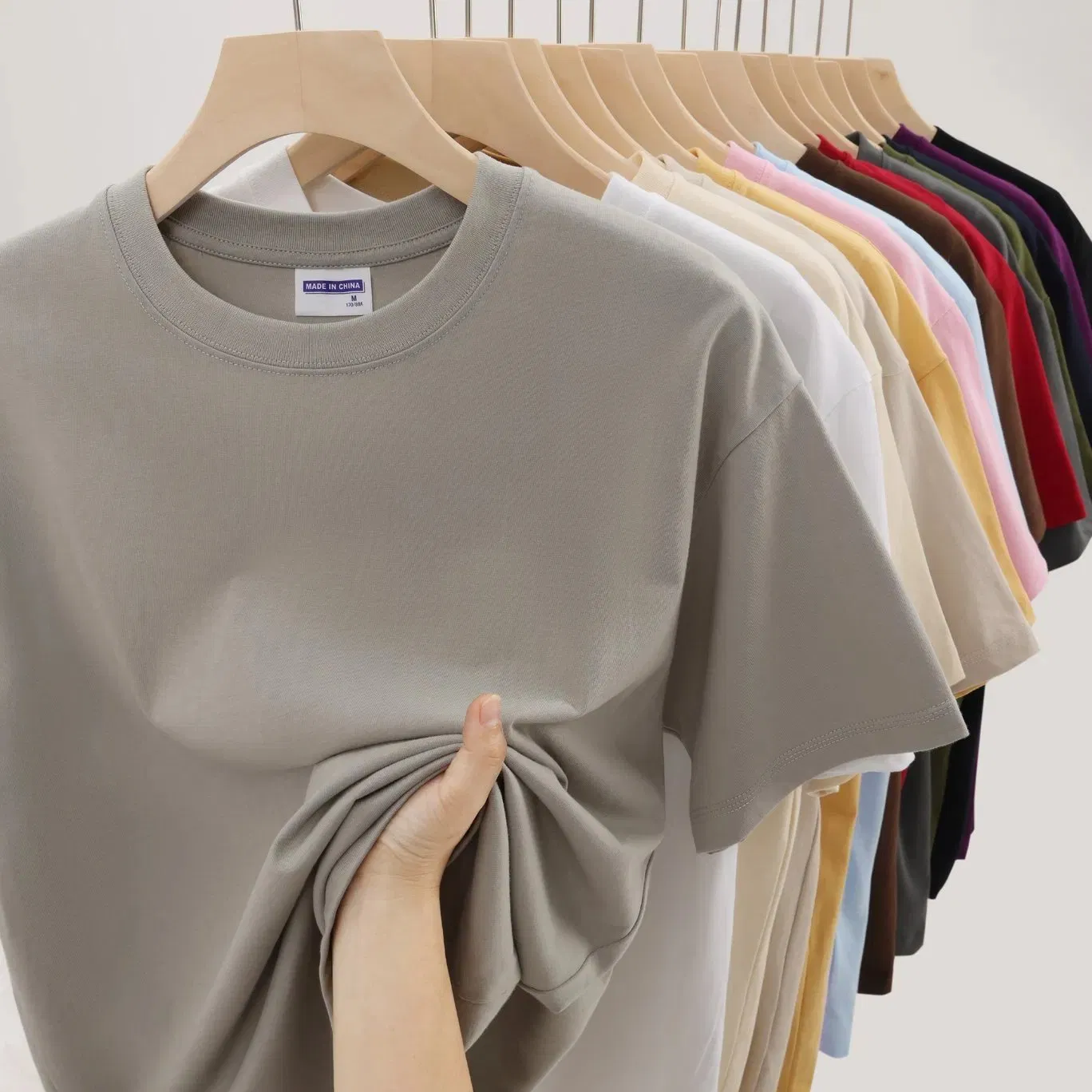 China Manufacturing Custom Men's Heavyweight 420GSM 100% Cotton Boxy Fit T-Shirt with Print Embroidery Logo 1688 Blank Plain Basic T Shirt