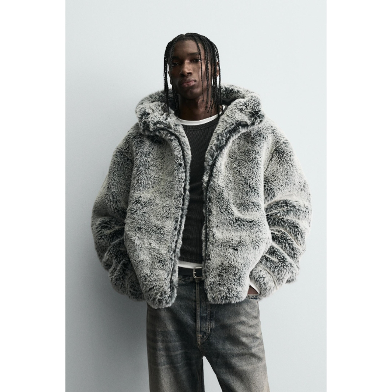 Color Block Design Vintage Style Lightweight Outerwear Mens Contrast Fleece Bomber Jacket